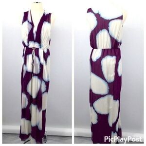 Diane Von Furstenberg Silk Maxi dress purple with rose petals Sz 6 BoxB